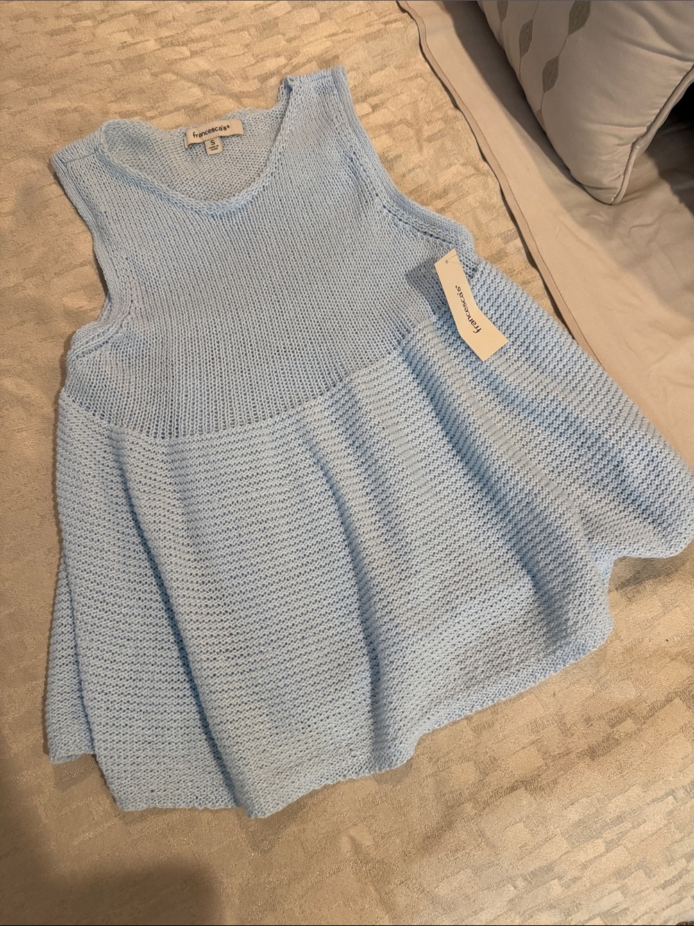 Francesca Pale Blue Sleeveless Peplum Knit Top